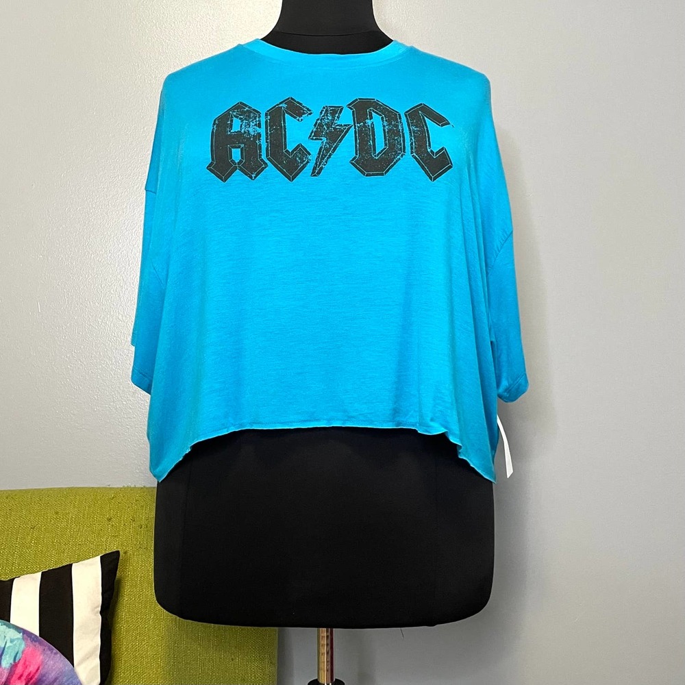 Wst Cst Blue Oversized Retro ACDC Graphic T-Shirt NEW Large